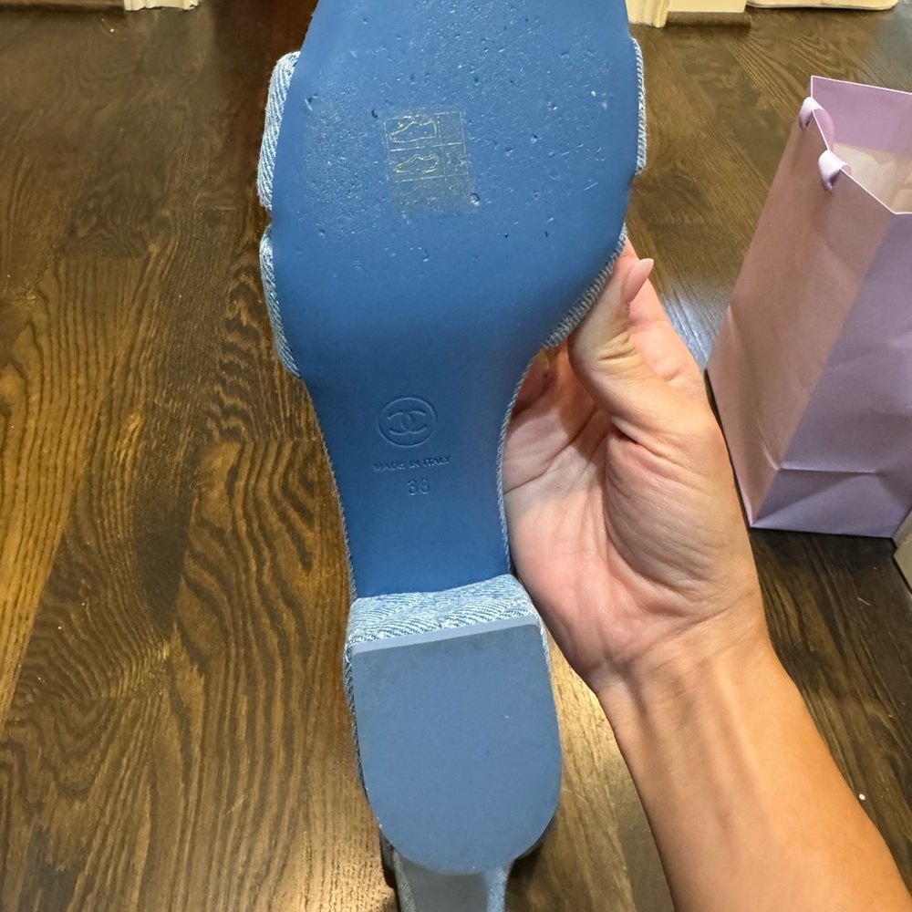 CHANEL Blue Quilted Sandals - Picture 6 of 10